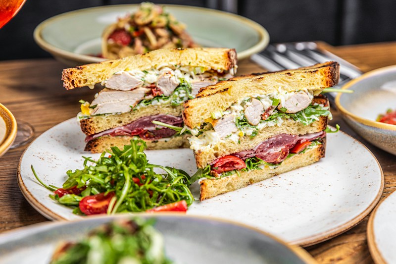 A freshly toasted sandwich served on a plate